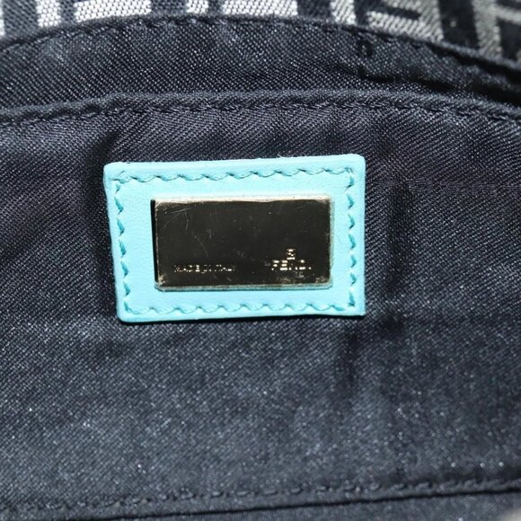 FENDI Zucchino Canvas Mamma Baguette Shoulder Bag Black Gold Auth 136114V - Picture 10 of 16